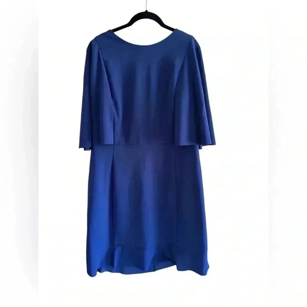 Lauren Ralph Lauren Navy Blue Flutter Crepe Dress - Picture 6 of 16